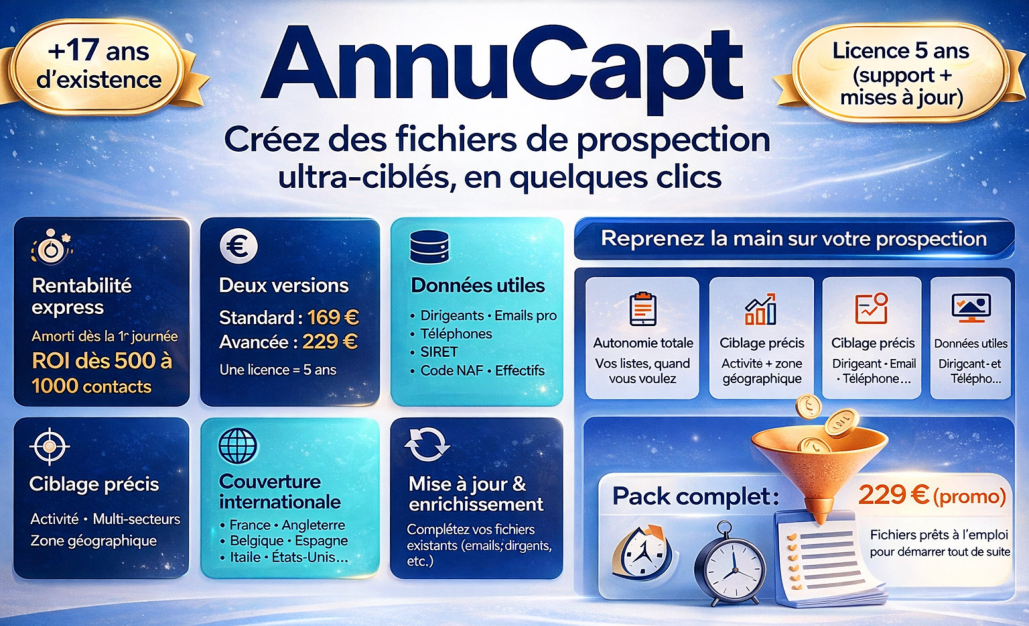 AnnuCapt - Créez des fichiers de prospection ultra-ciblés, en quelques clics